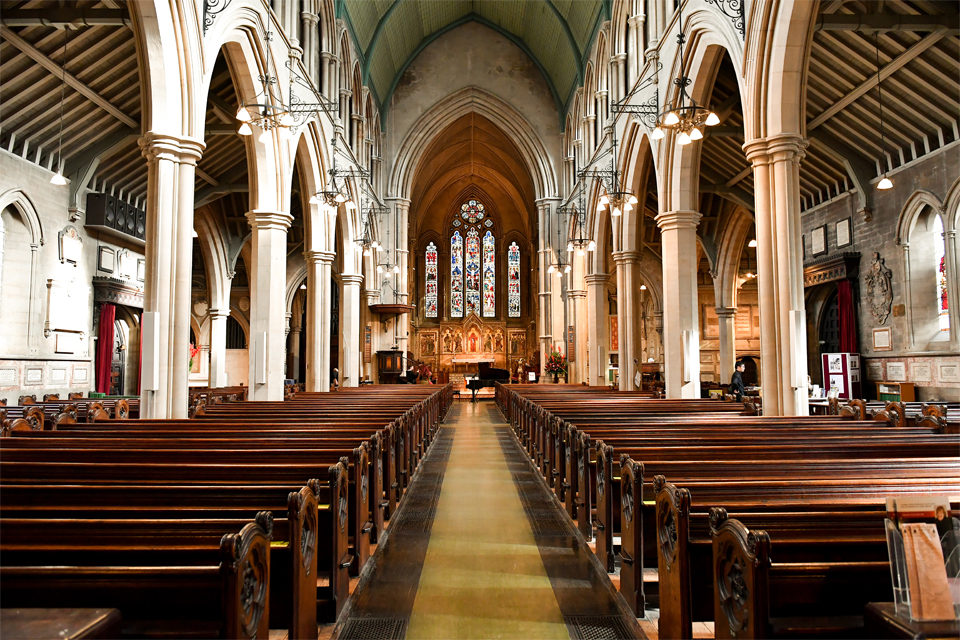 The interior of St Mary Abbots church in Kensington